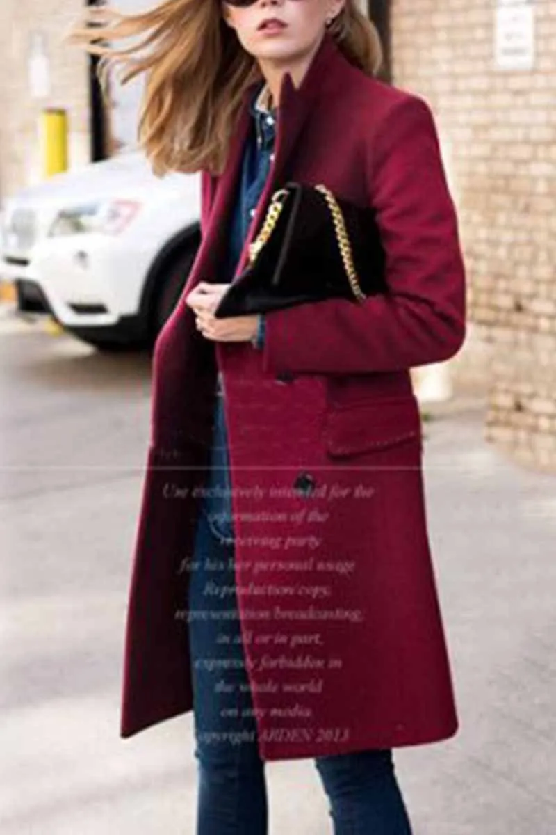 Chicindress Thick Solid Color Button Coat
