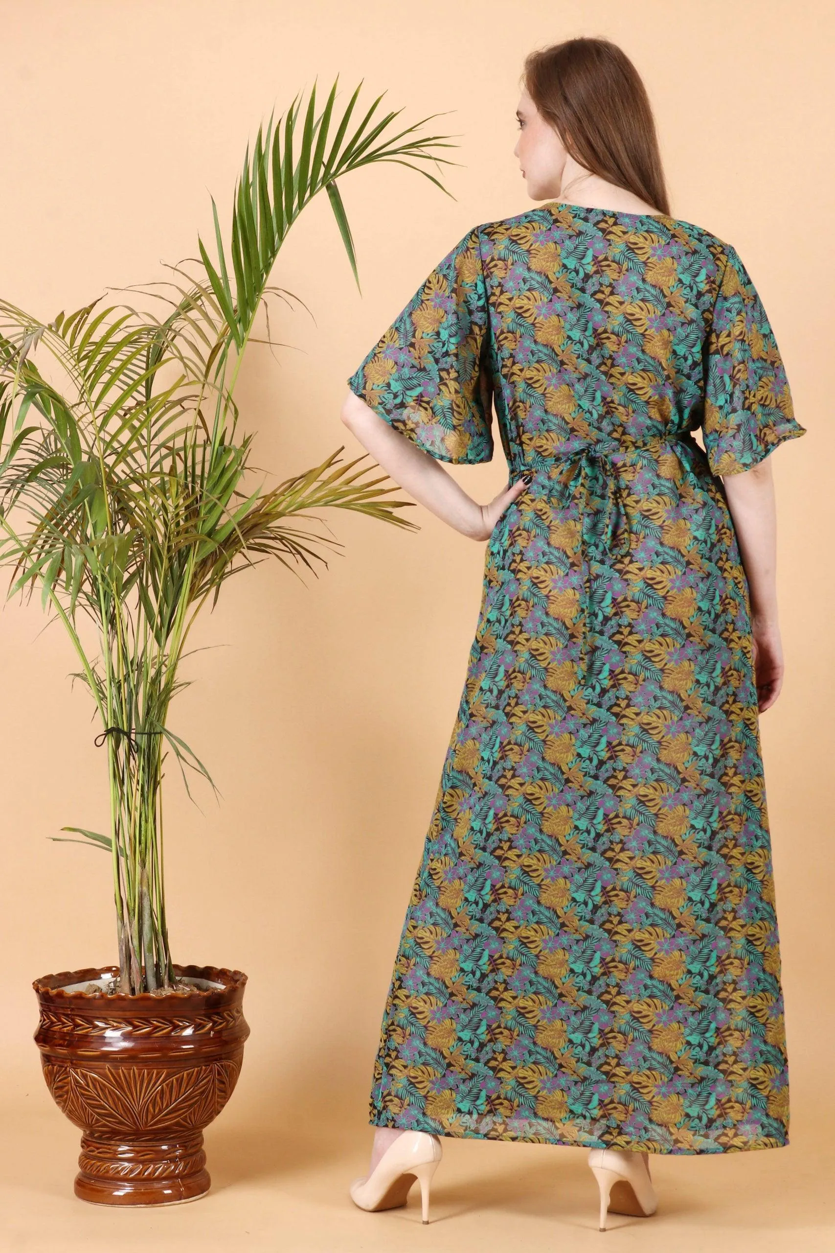 Floral Printed Wrap Around Maxi Dress