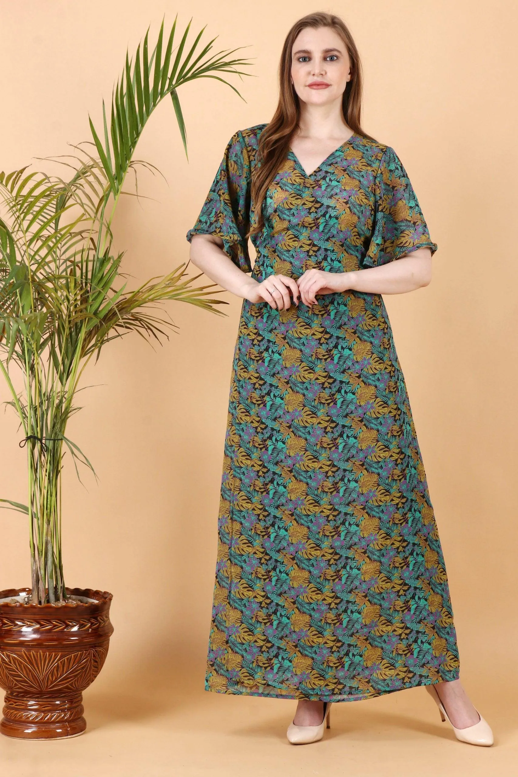 Floral Printed Wrap Around Maxi Dress