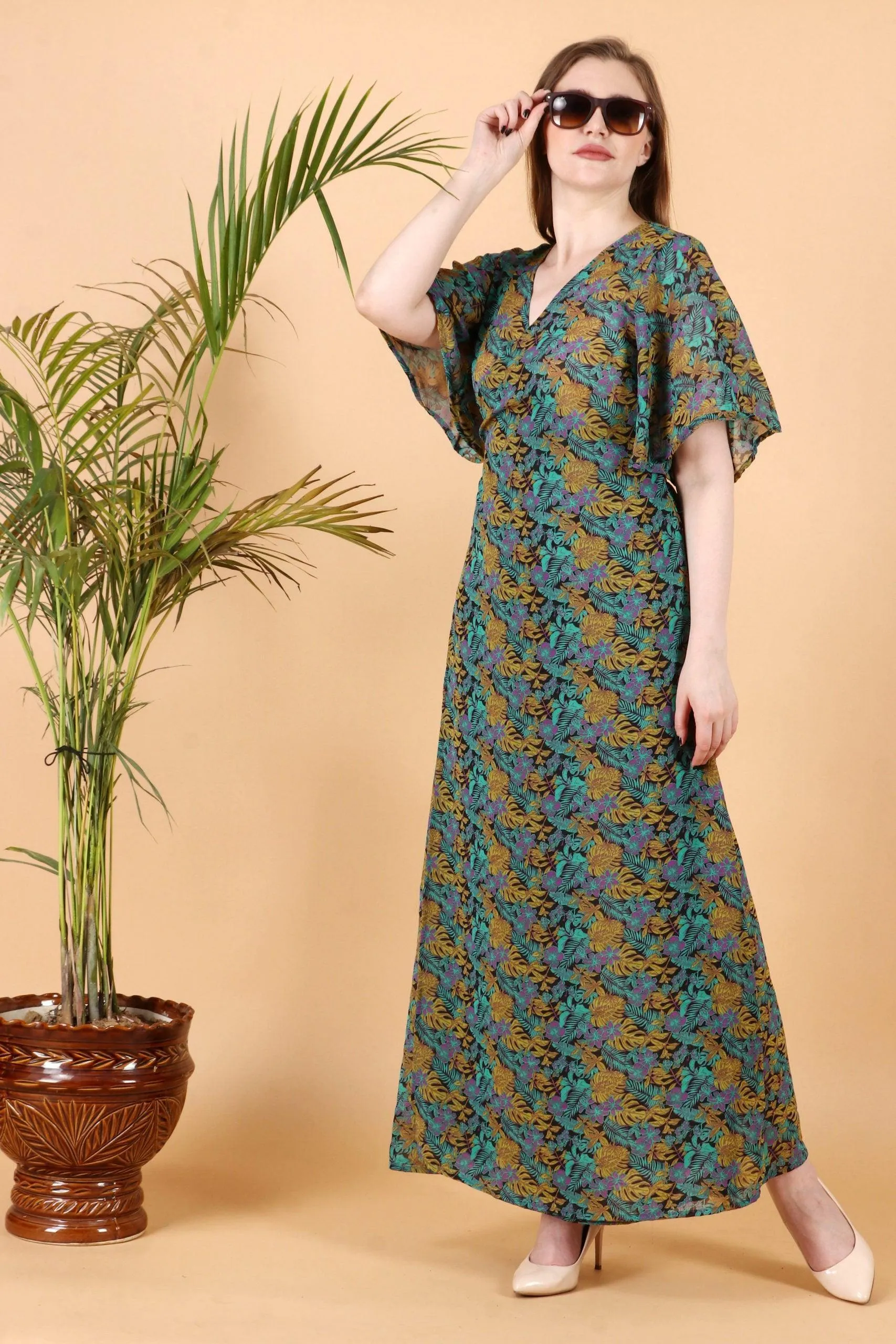 Floral Printed Wrap Around Maxi Dress
