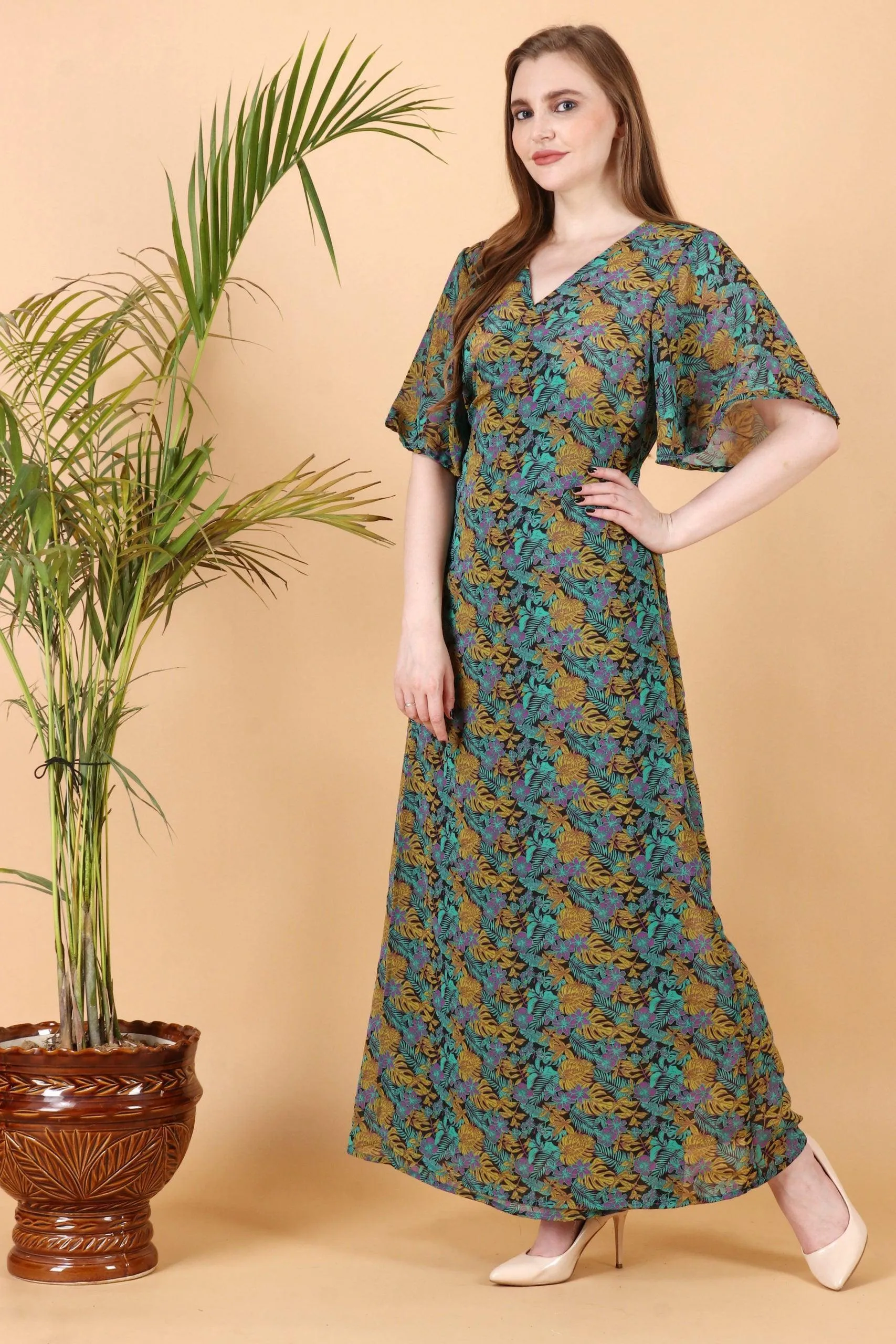 Floral Printed Wrap Around Maxi Dress