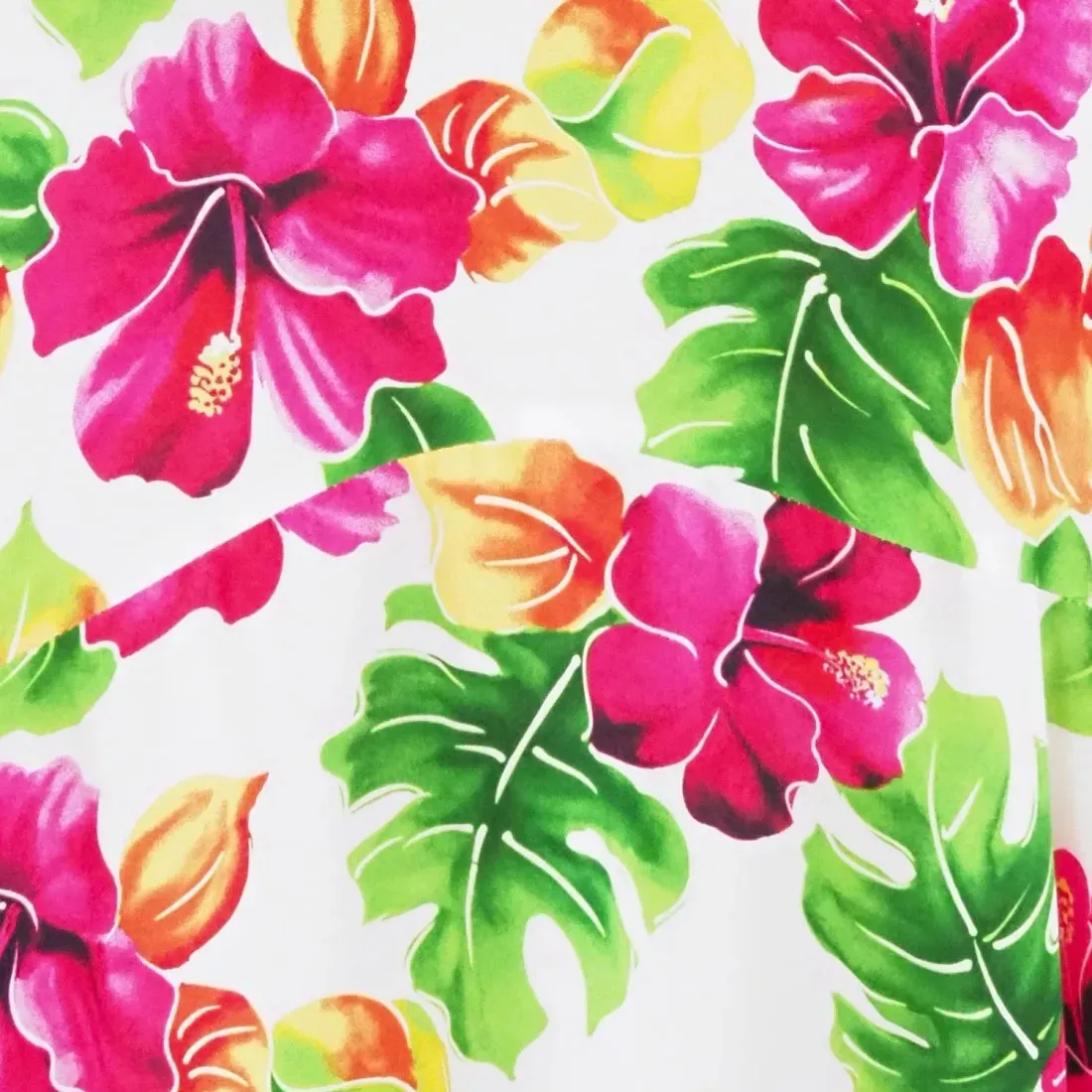 Hoopla White Lehua Hawaiian Dress