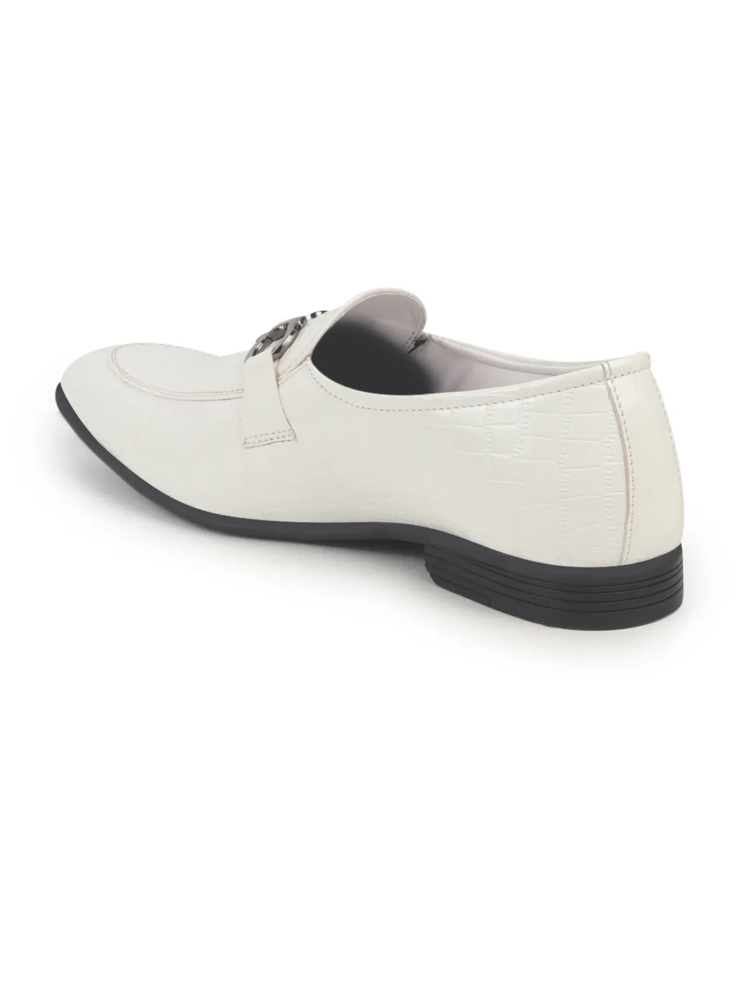 Men White Party Formal Patent Leather Embossed Buckle Slip On Loafer Shoes|Traditional Wedding Shoes|Tuxedos Dress Shoes