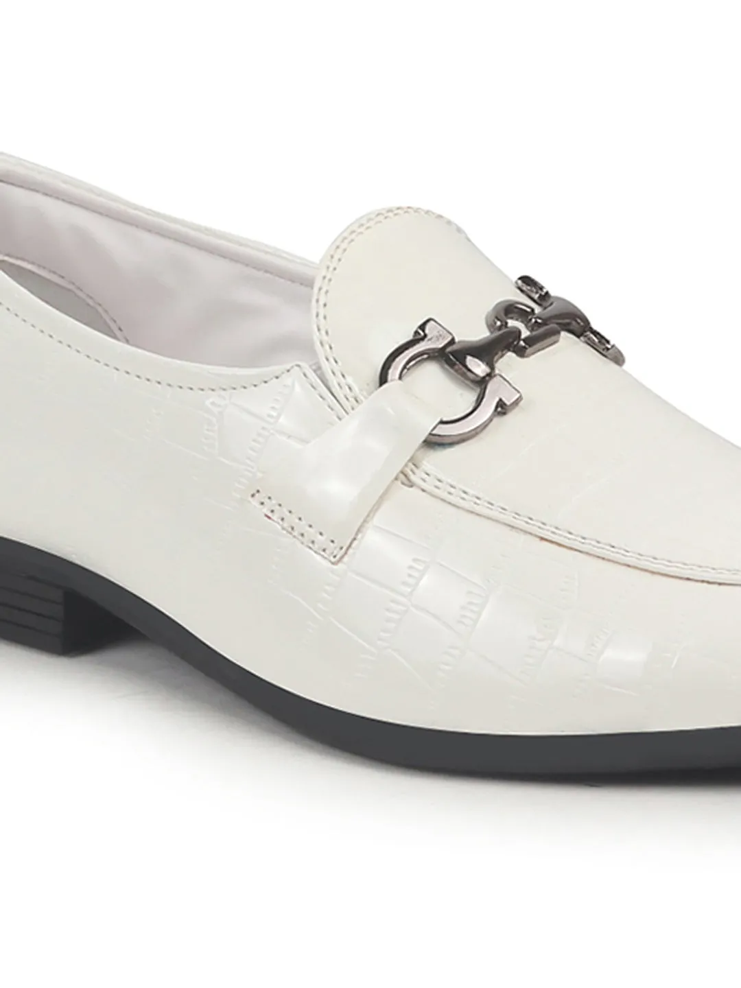 Men White Party Formal Patent Leather Embossed Buckle Slip On Loafer Shoes|Traditional Wedding Shoes|Tuxedos Dress Shoes