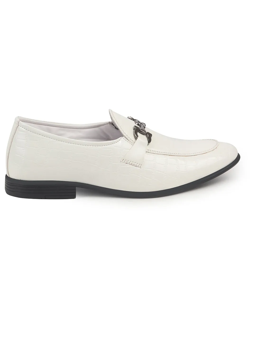 Men White Party Formal Patent Leather Embossed Buckle Slip On Loafer Shoes|Traditional Wedding Shoes|Tuxedos Dress Shoes