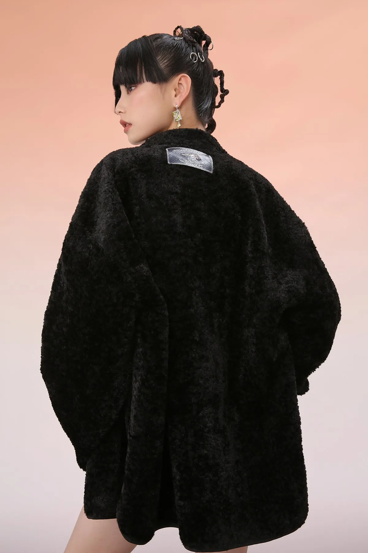 Mukzin | Fluffy Patchwork Button Coat