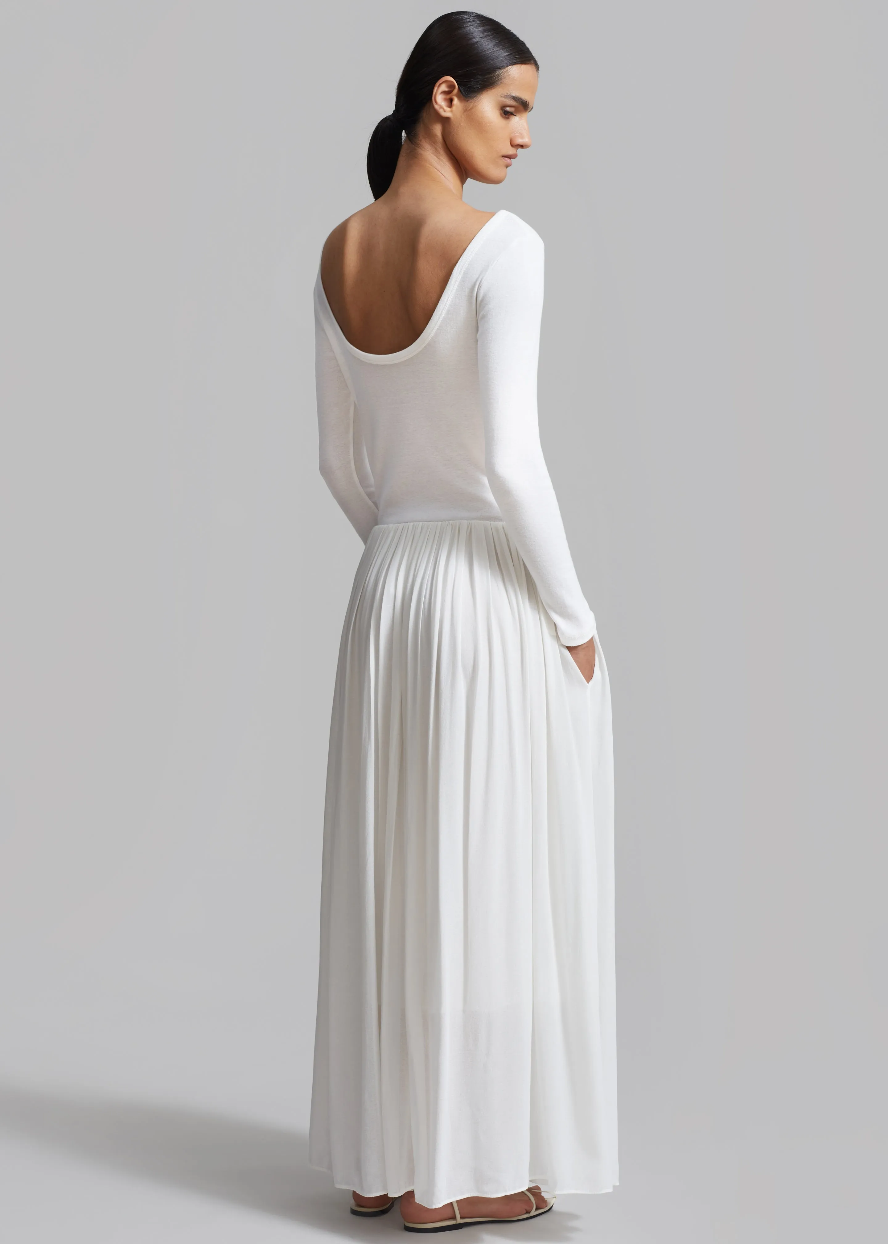 Odette Gathered Skirt Maxi Dress - White