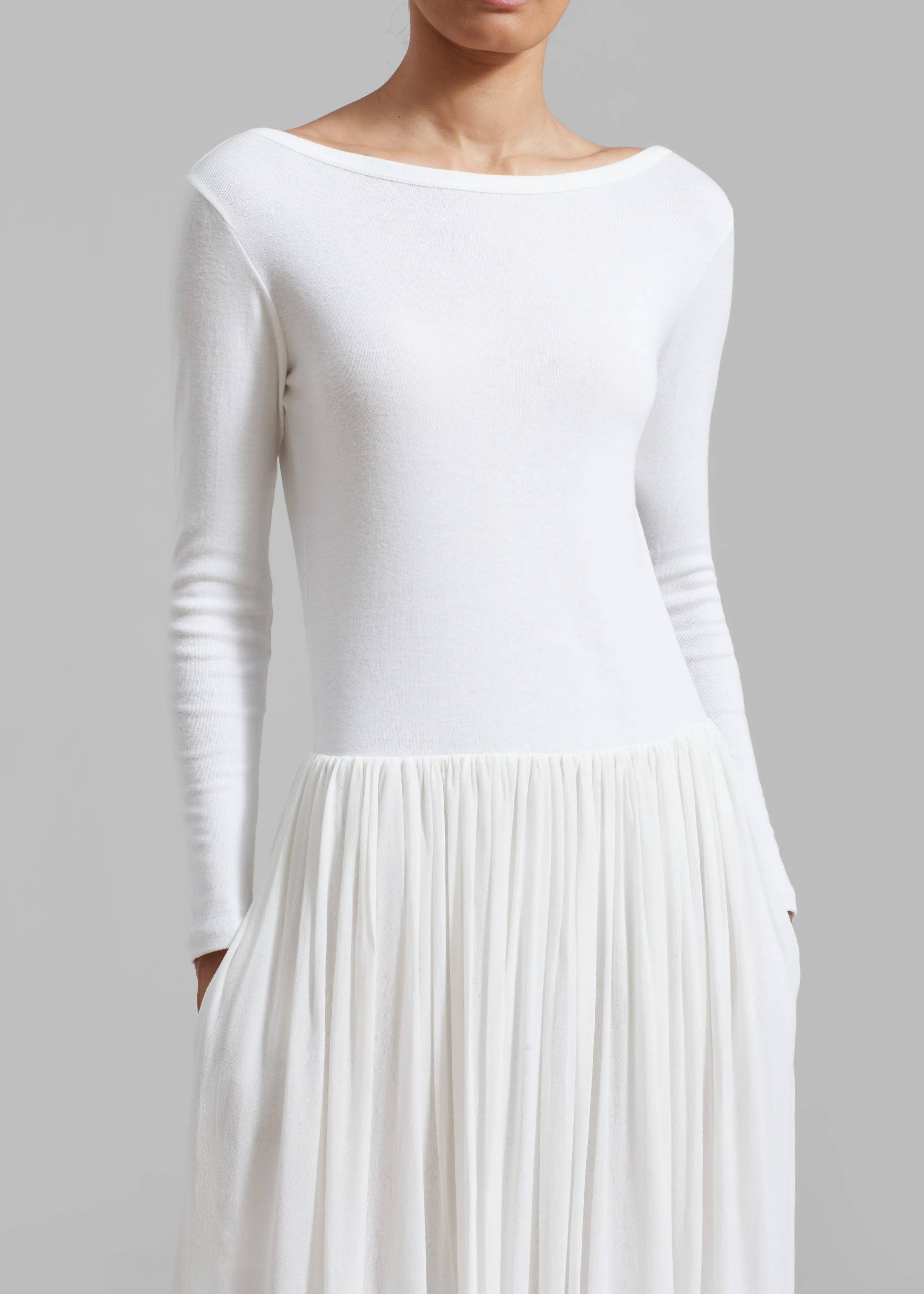 Odette Gathered Skirt Maxi Dress - White