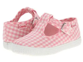 Pink Gingham T-Strap