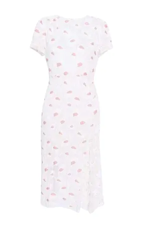 Rose Pivoine And Natural Floral Silk Blend Dress