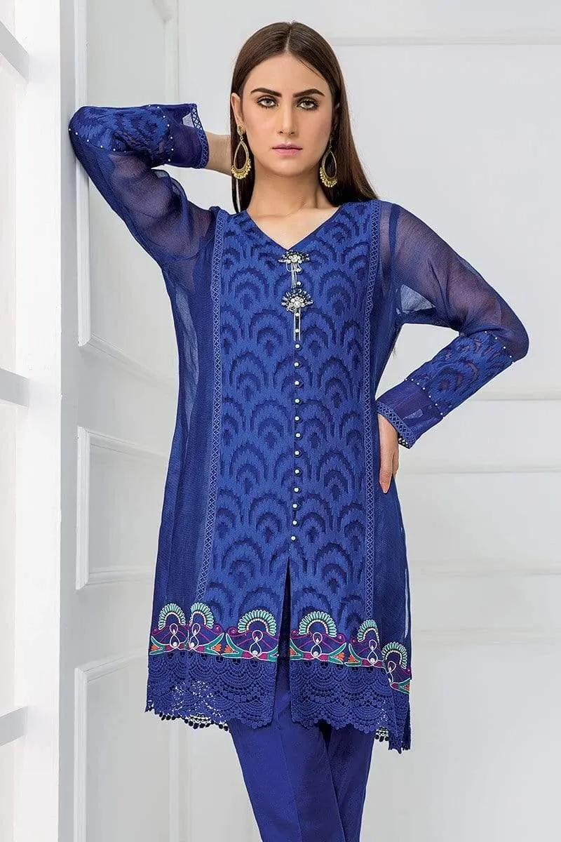 Sadia Aamir - Blue Enchant - SA-LP10 - Organza - Silk - 1 Piece