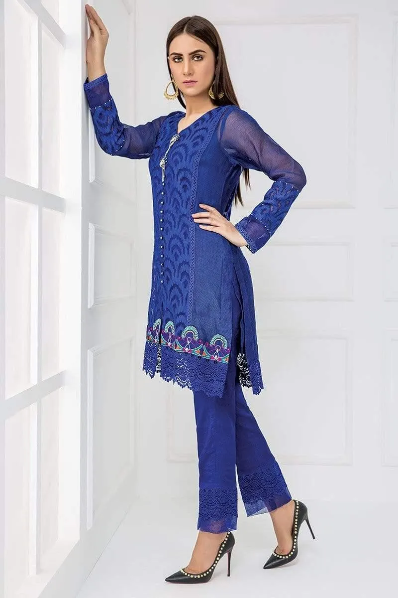 Sadia Aamir - Blue Enchant - SA-LP10 - Organza - Silk - 1 Piece