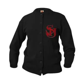 St. Isaac Girls Heavyweight Monogrammed Cardigan - Black